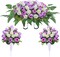 3 Pcs Artificial Cemetery Flower Saddles, Rose Headstone Flower Saddle,Cemetery Memorial Flowers with Vase for Outdoor Grave Tombstone Decorations  (Purple White)